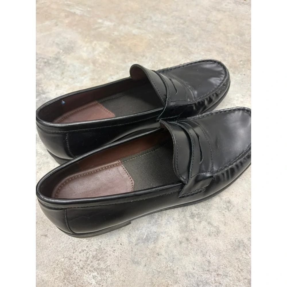 Johnston & Murphy Boys Black Leather Penny Loafers Dress Shoes Size 7 M 25-6285